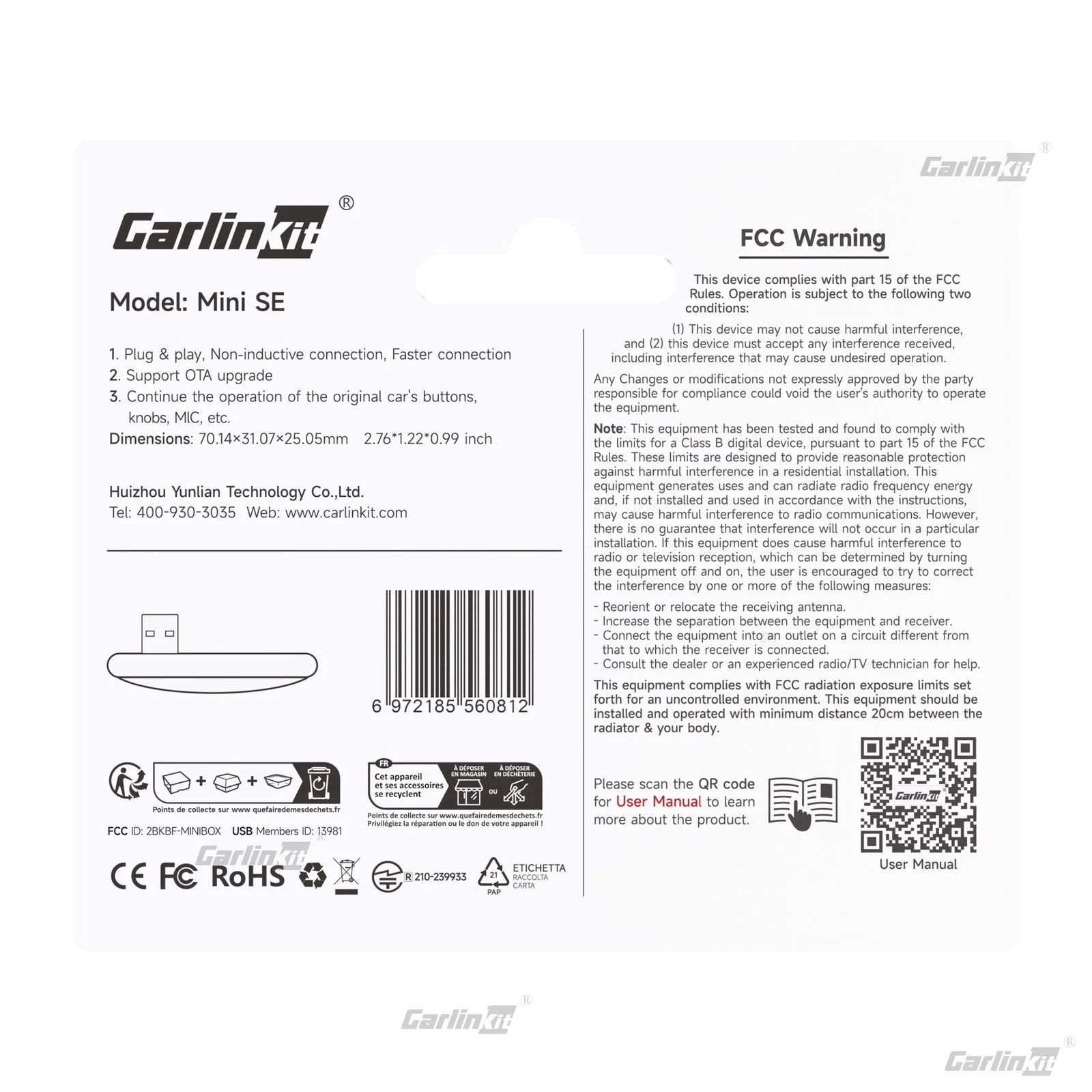 Carlinkit AutoKit Link CHC X1 Wireless CarPlay & Android Auto Adapter