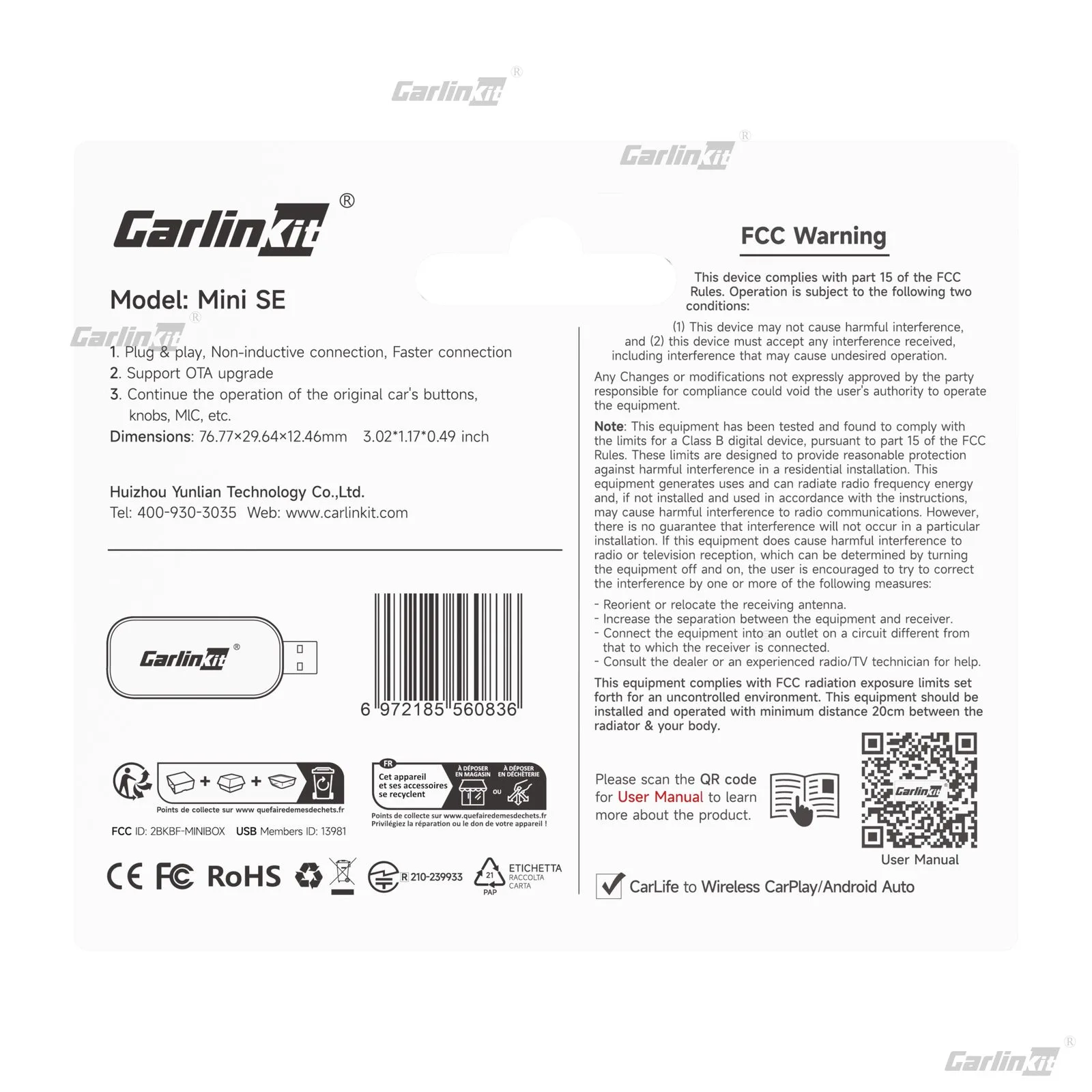 Carlinkit AutoKit Link LCA X2 Wireless CarPlay & Android Auto Adapter